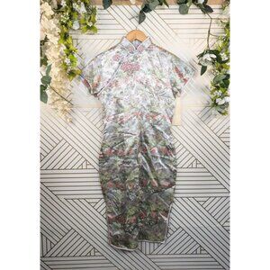 Peony Women' Shanghai Embroidery Floral Dress Traditional Mandarin Asian 36 NEW